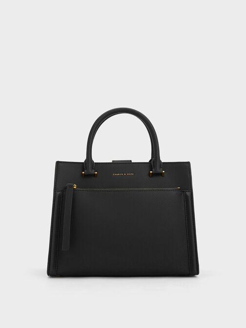 Anwen Structured Tote Bag, Black, hi-res