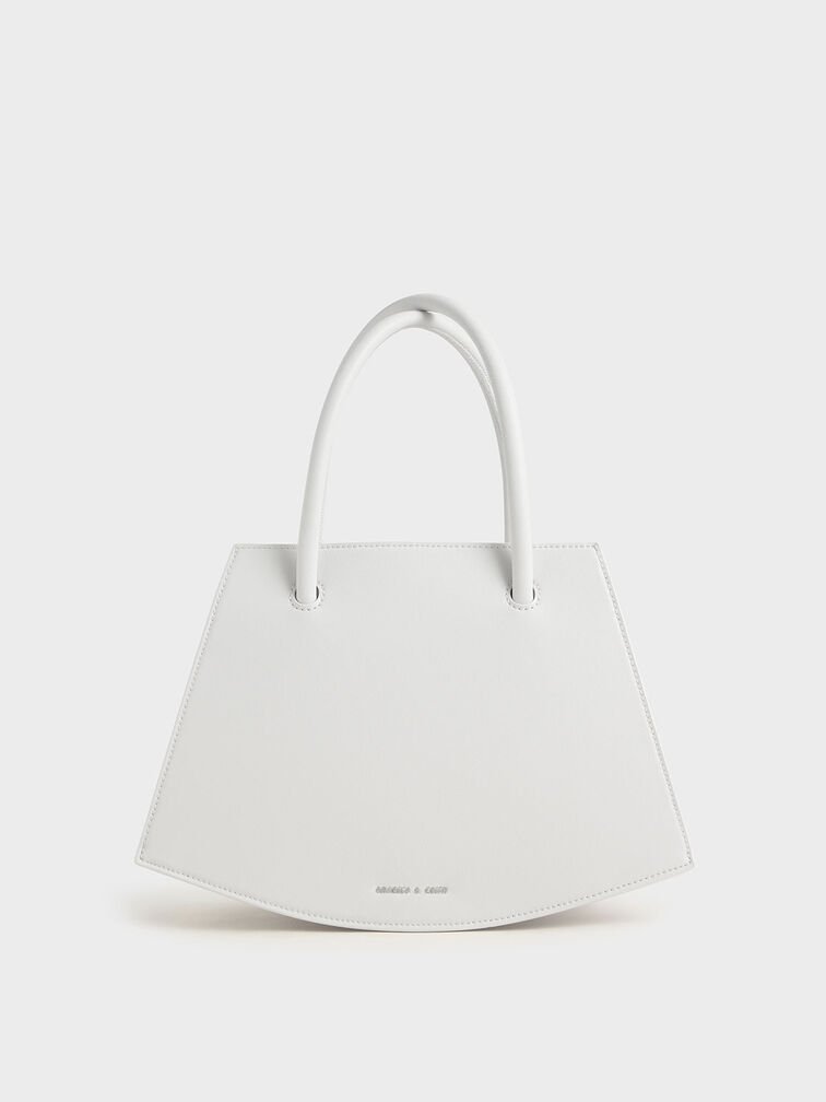 Curved Tote Bag, White, hi-res