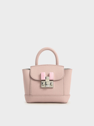 Stone-Embellished Pouch Bag, Pink, hi-res