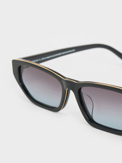 Acetate Cat-Eye Sunglasses, Black, hi-res