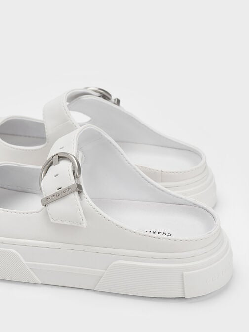 Buckled Slip-On Sneakers, White, hi-res