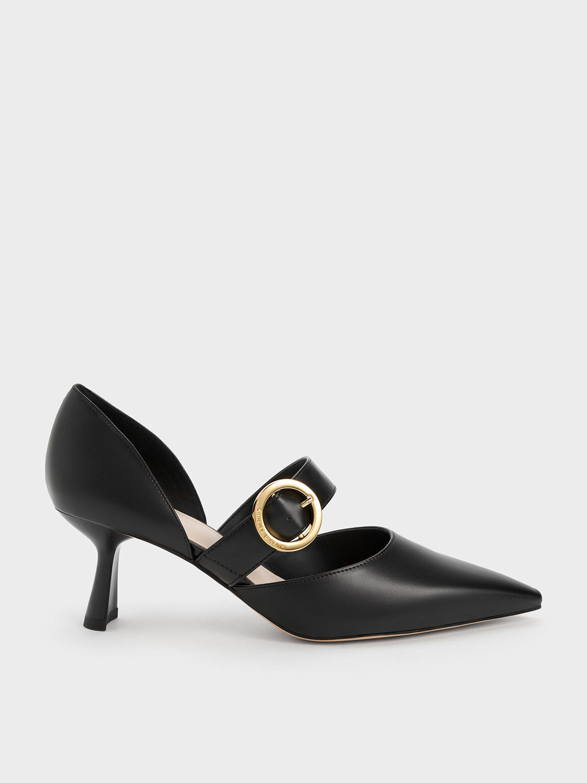 Zapatos de Tacón D'Orsay con Hebilla, Black, hi-res