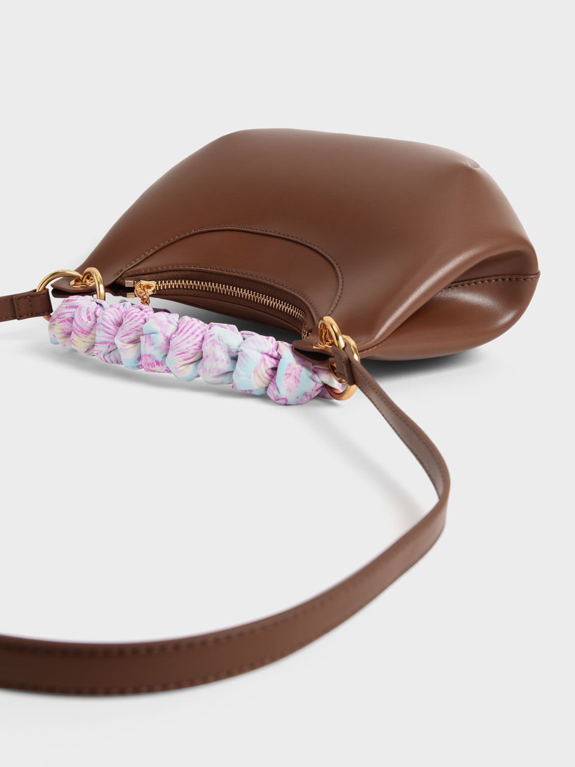 Ulani Scarf-Wrapped Geometric Bag, Chocolate, hi-res