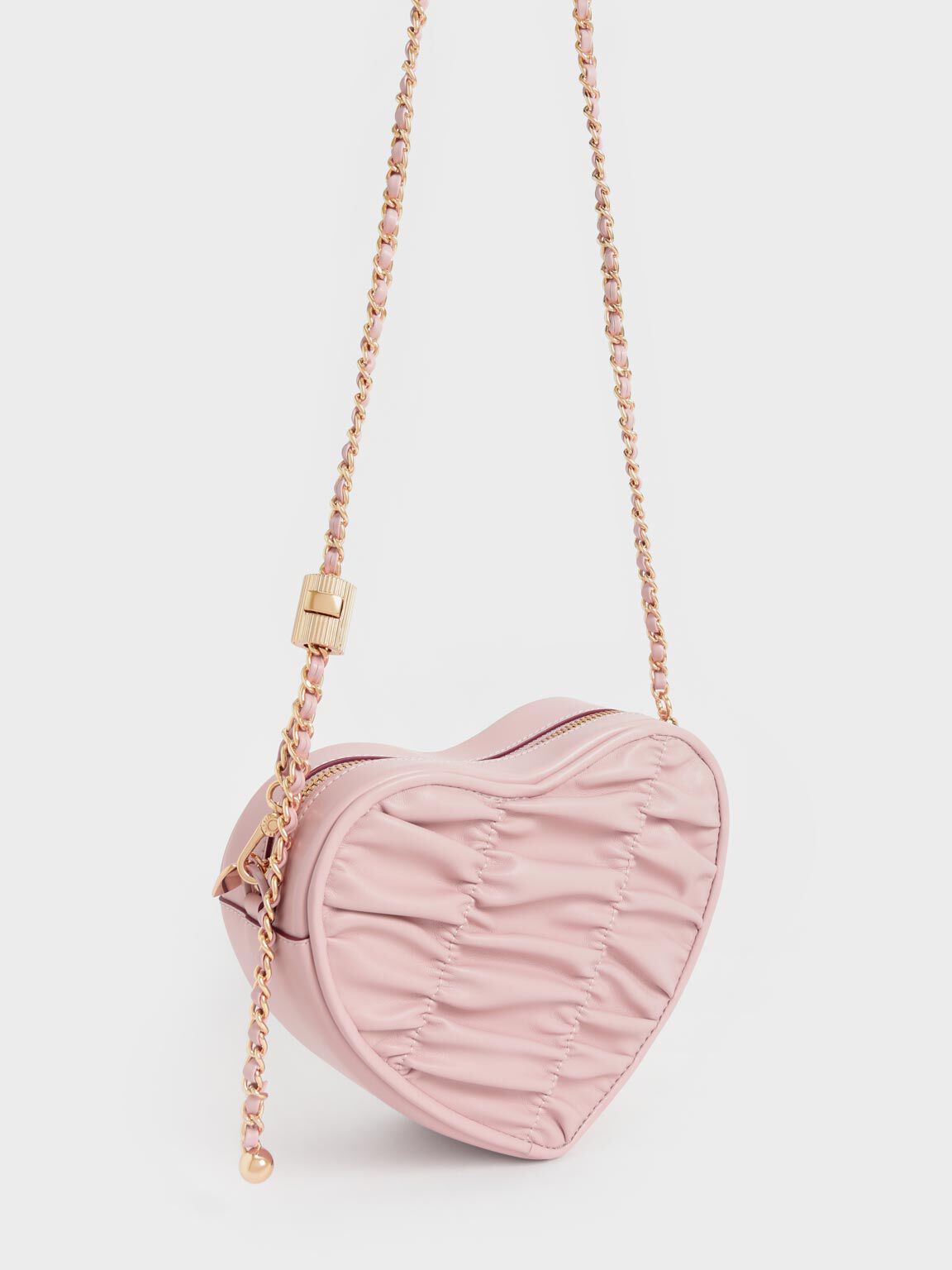 Bead Handle Heart Evening Bag, Pink, hi-res