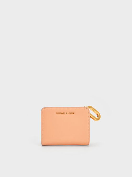 Oval Keychain Zip Wallet, Orange, hi-res