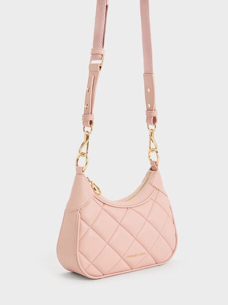 Mini Alcott Scarf Handle Quilted Bag, Pink, hi-res