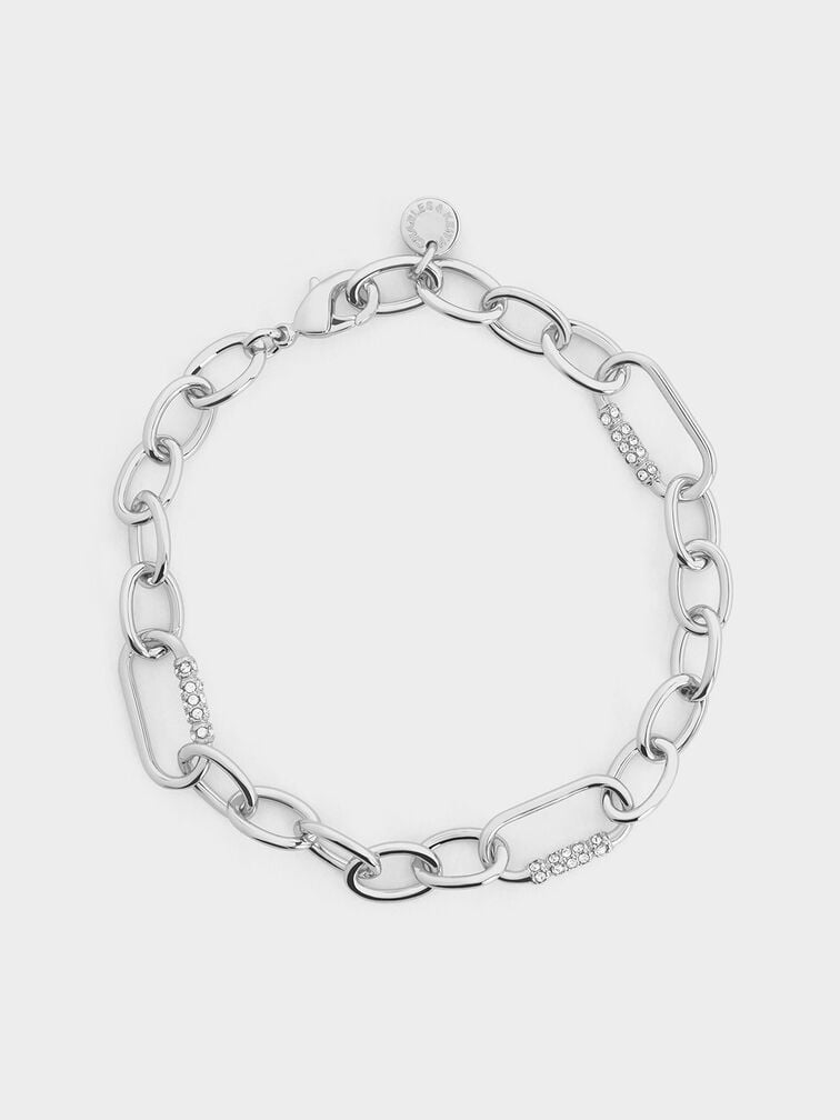 Reagan Crystal Chain-Link Bracelet, Silver, hi-res