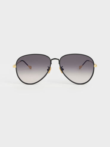 Tinted Aviator Sunglasses, Negro, hi-res