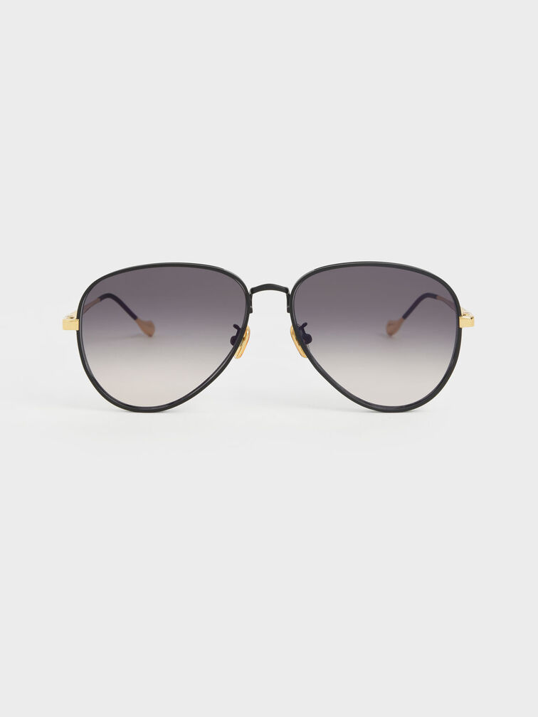 Tinted Aviator Sunglasses, Negro, hi-res