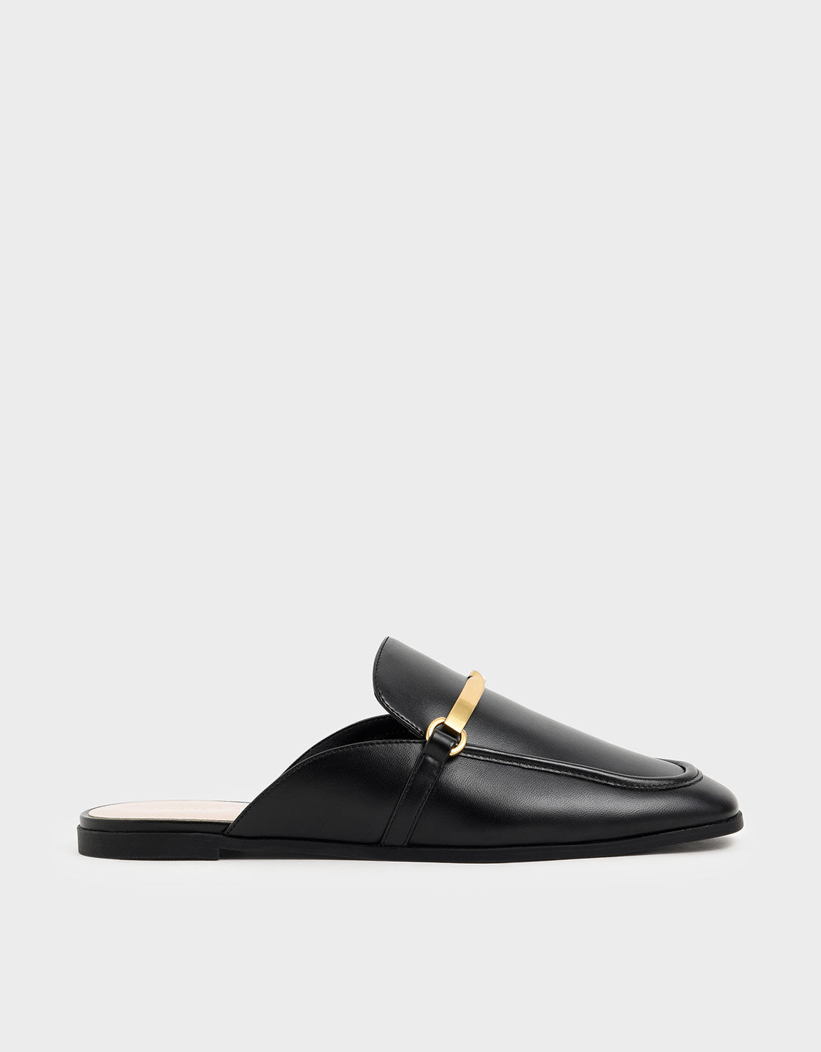 Black Metal Accent Slip-On Loafers 