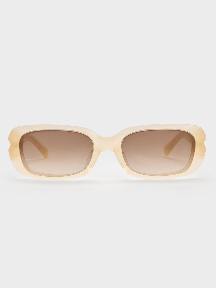 Recycled Acetate Angular Sunglasses, Butter, hi-res