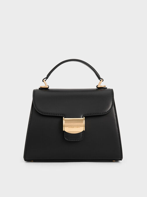 Violetta Trapeze Top Handle Bag, Black, hi-res