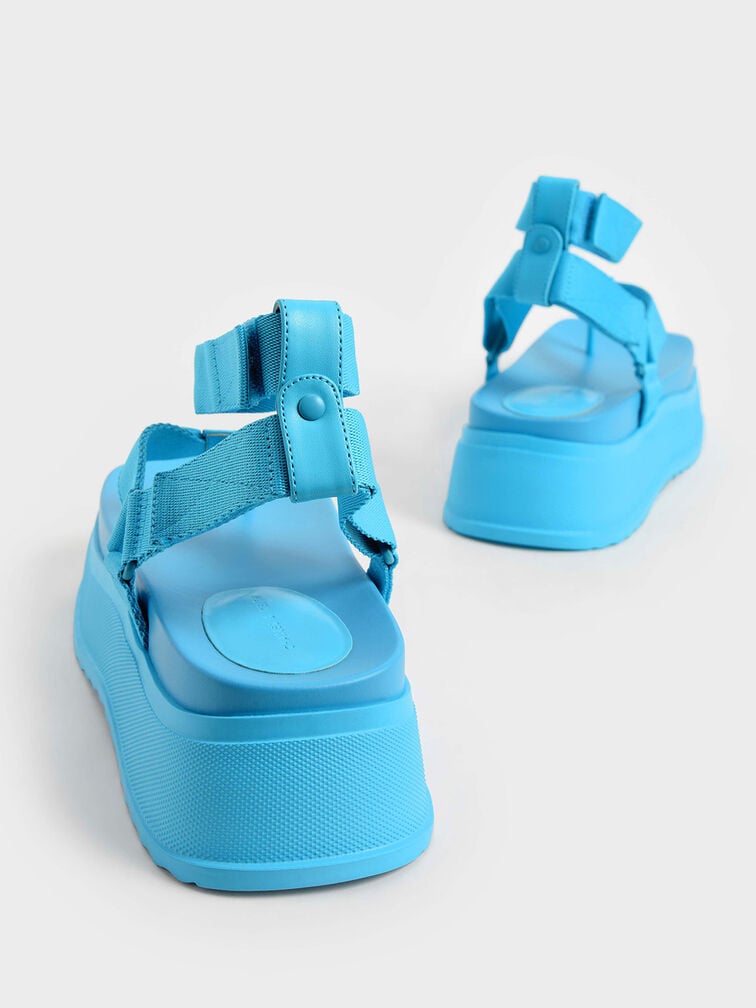 Sandalias de tiras planas con tobillo Joss, Azul, hi-res