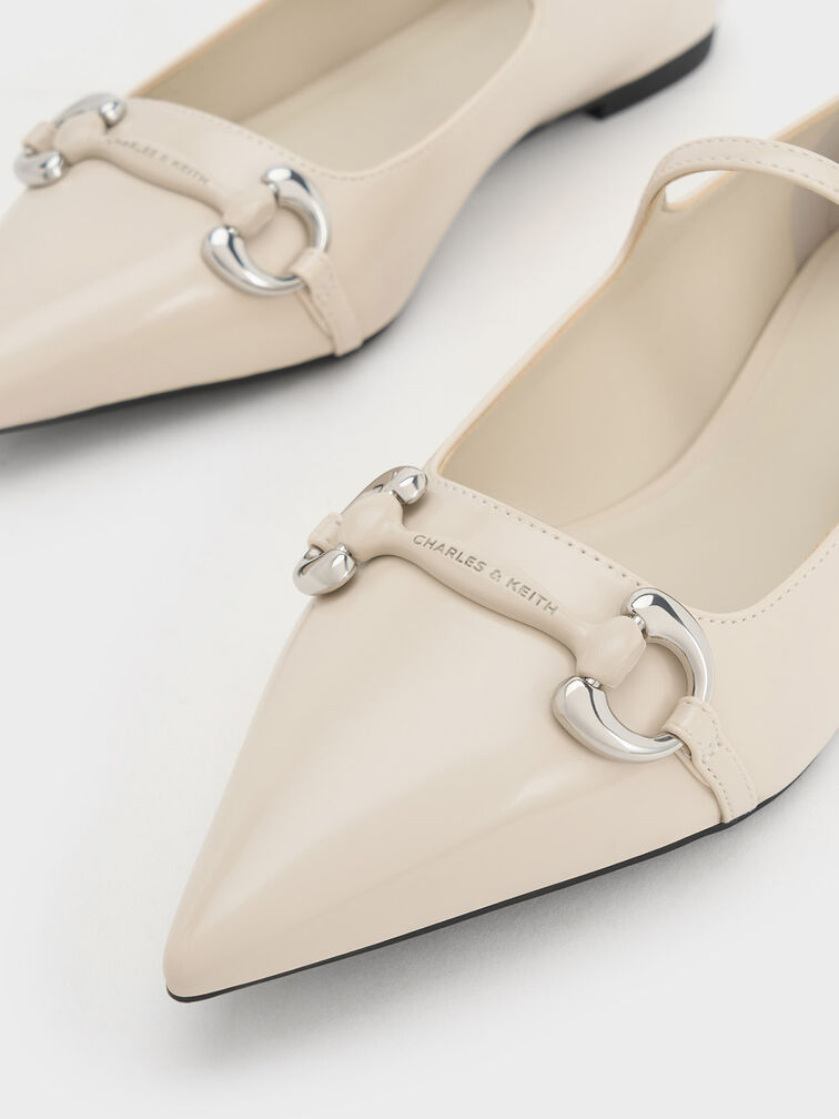 Metallic Accent Pointed-Toe Mary Janes, Chalk, hi-res