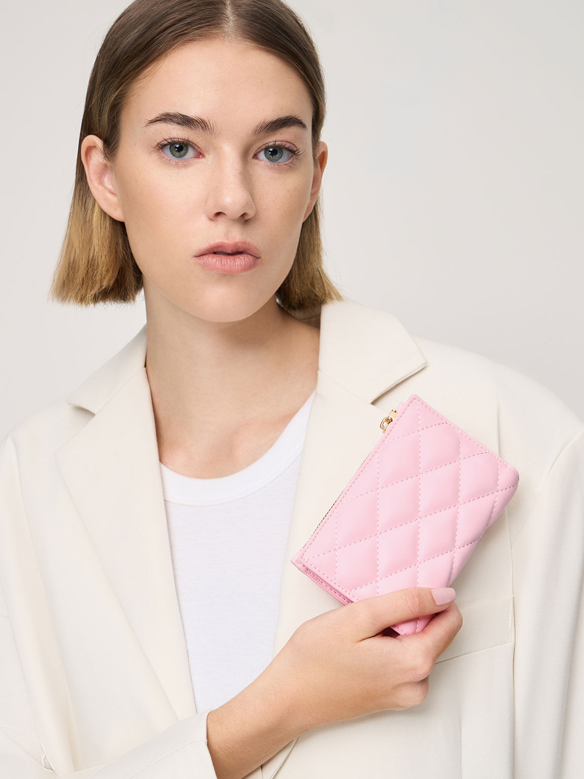 Lillie Quilted Mini Wallet, Pink, hi-res