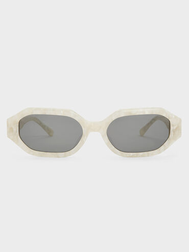 Gafas de sol Gabine ovaladas de acetato reciclado, Perla, hi-res