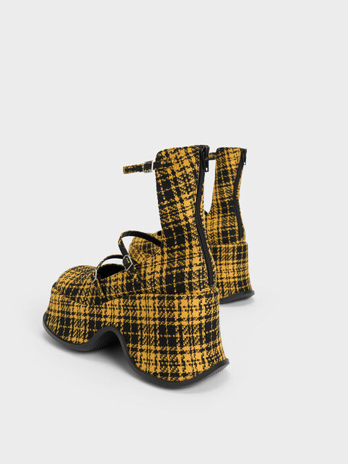 Chaussures Mary Jane à carreaux et plateforme Carlisle, Jaune, hi-res