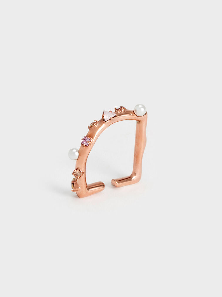 Pearl & Crystal-Embellished Ring, Rose Gold, hi-res
