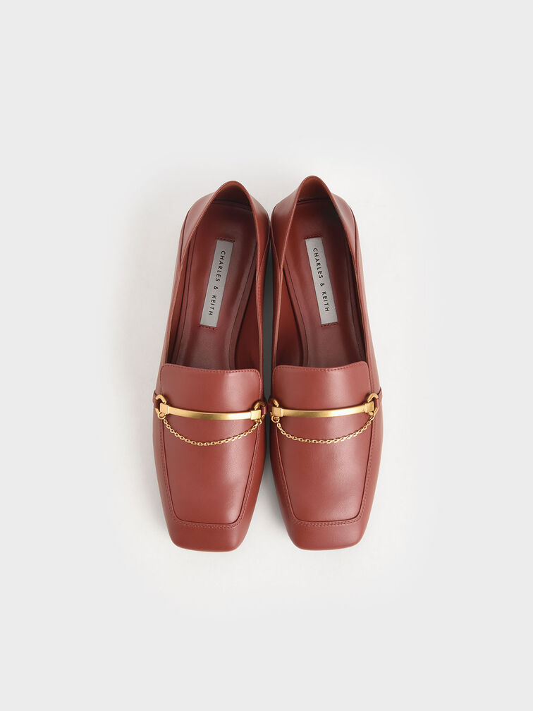 Metallic Accent Loafers, Red, hi-res