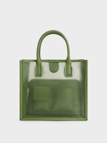 Mesh Double Handle Tote Bag, Green, hi-res