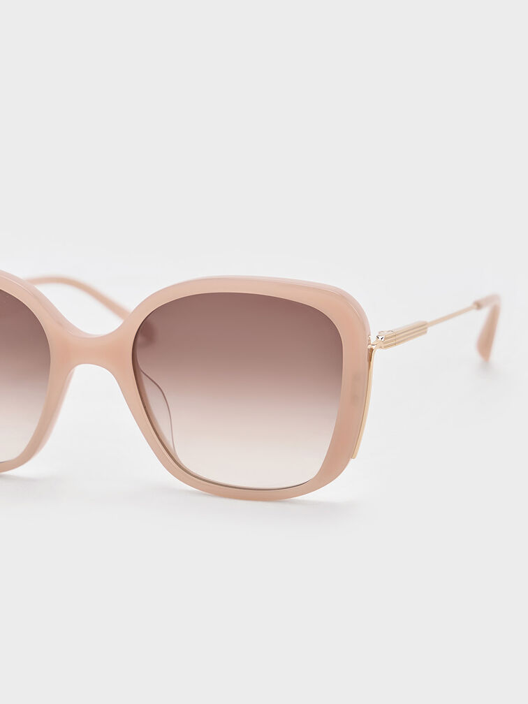 Recycled Acetate Wide-Frame Butterfly Sunglasses, Pink, hi-res