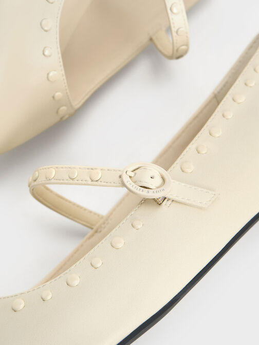 Studded Pointed-Toe Mary Jane Flats, Chalk, hi-res