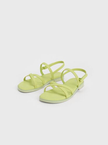 Sandales à brides arrières croisées - Enfant, Vert Citron, hi-res