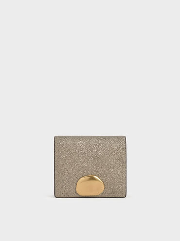 Metallic Accent Snap Button Card Holder, Bronze, hi-res