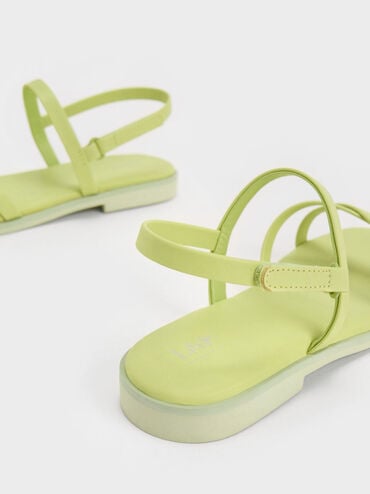 Sandalias cruzadas con correa trasera para niñas, Verde lima, hi-res