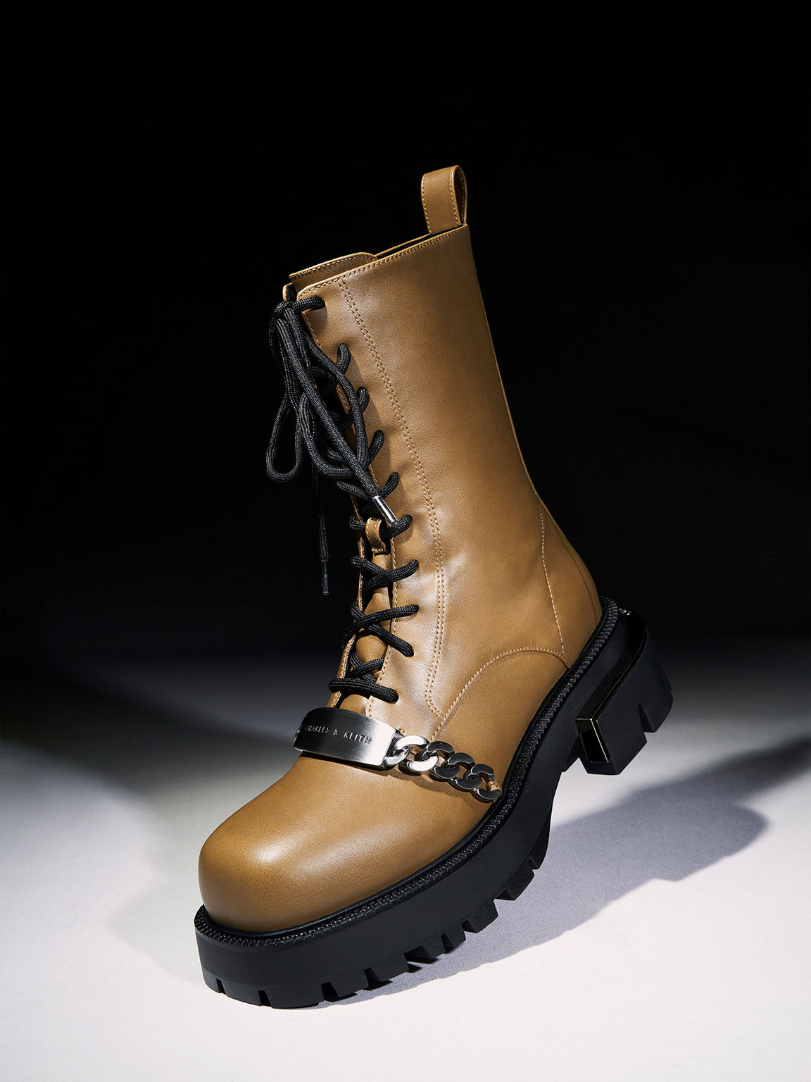 Selma Metallic Accent Lace-Up Boots, Olive, hi-res