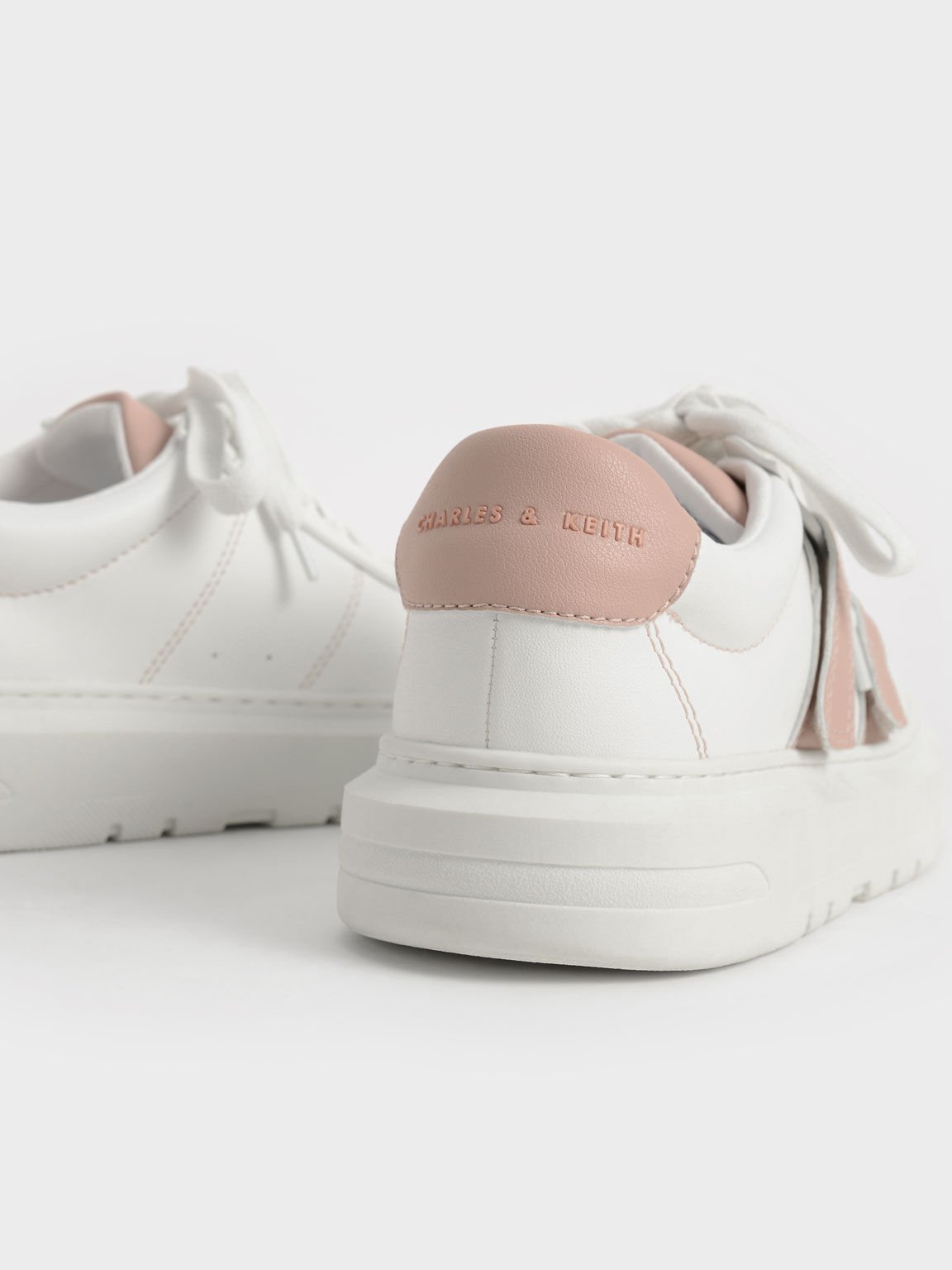 Lace-Up Velcro Sneakers, Nude, hi-res