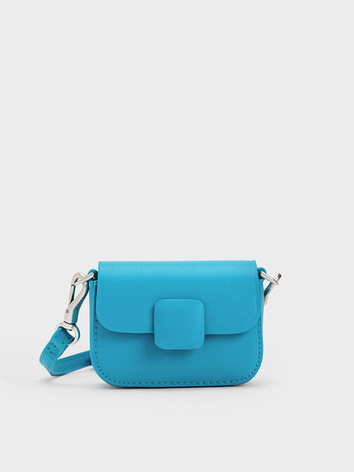 Micro sac à bouton-poussoir carré Koa, Bleu, hi-res