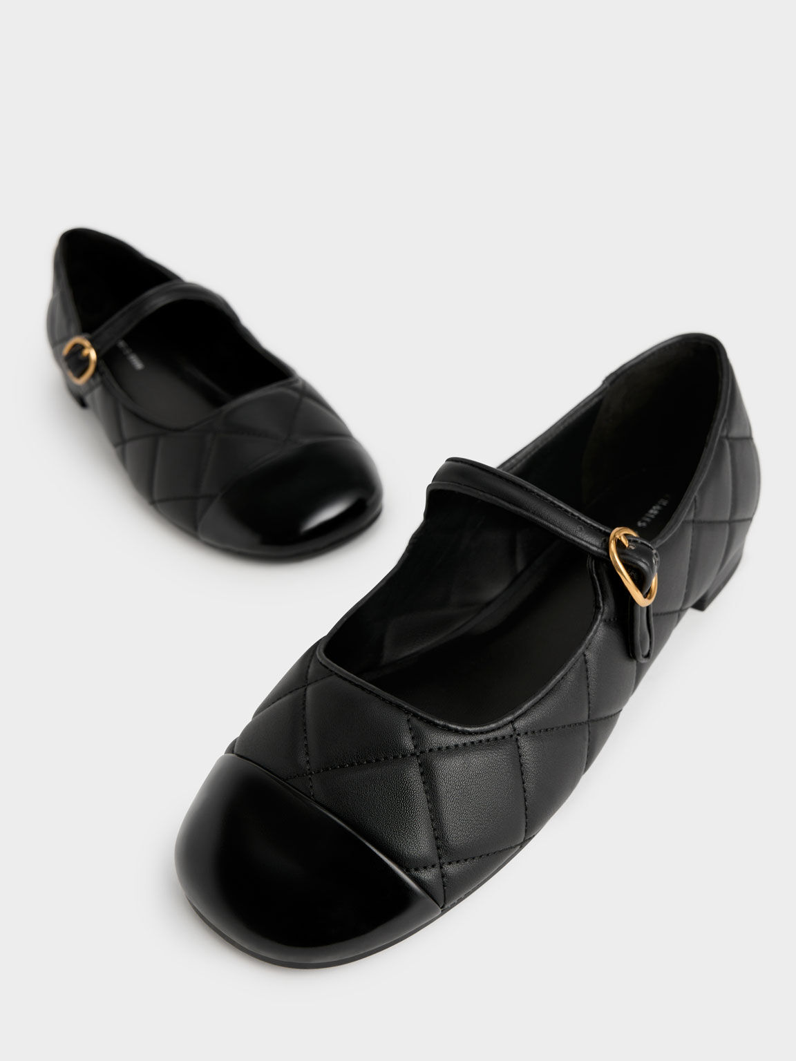 Toe-Cap Quilted Mary Janes, Black, hi-res