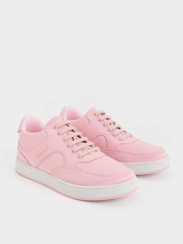 Satin Low-Top Sneakers, Pink, hi-res