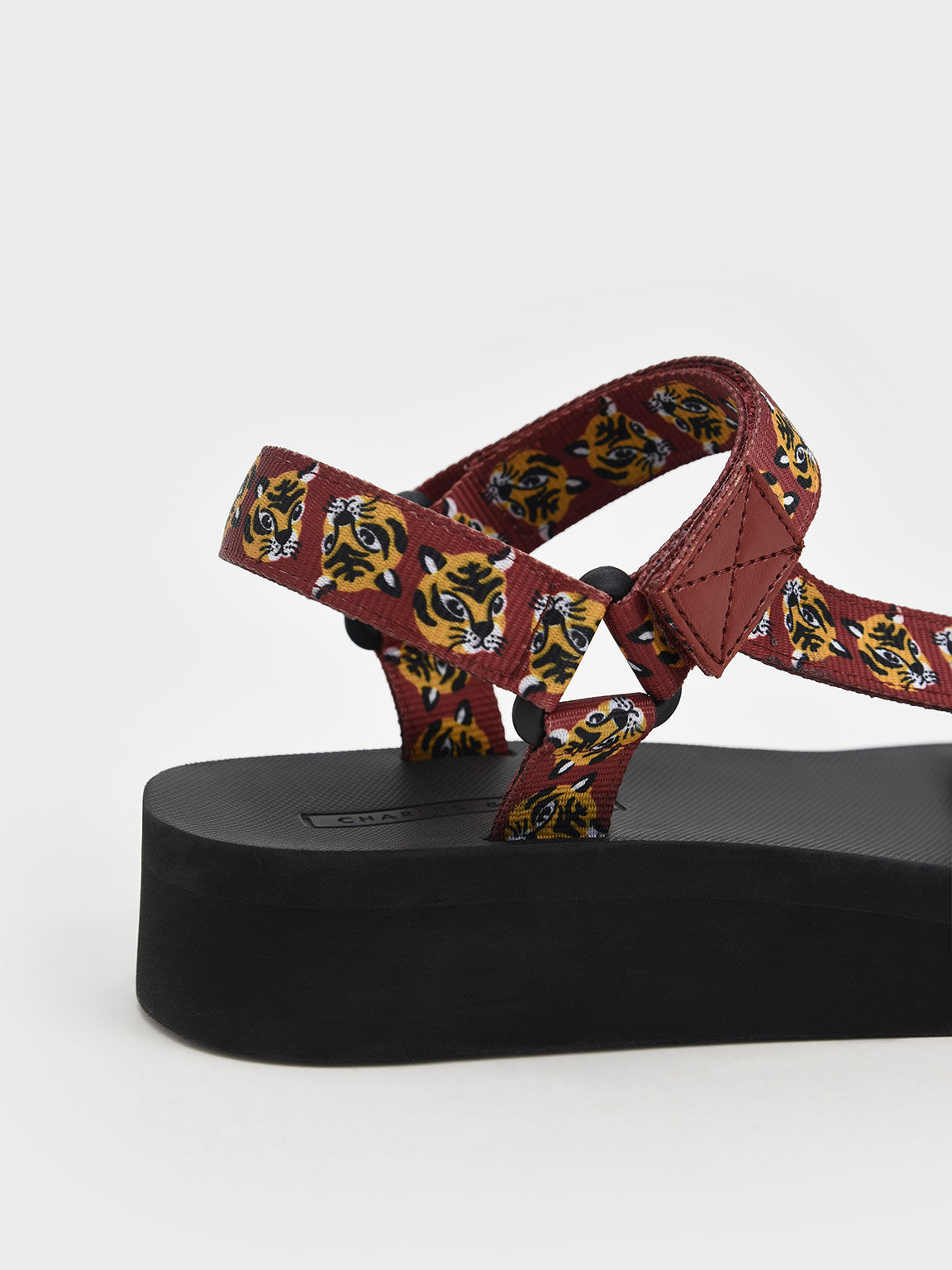 Lunar New Year Collection: Drew Tiger-Print Sports Sandals, Red, hi-res