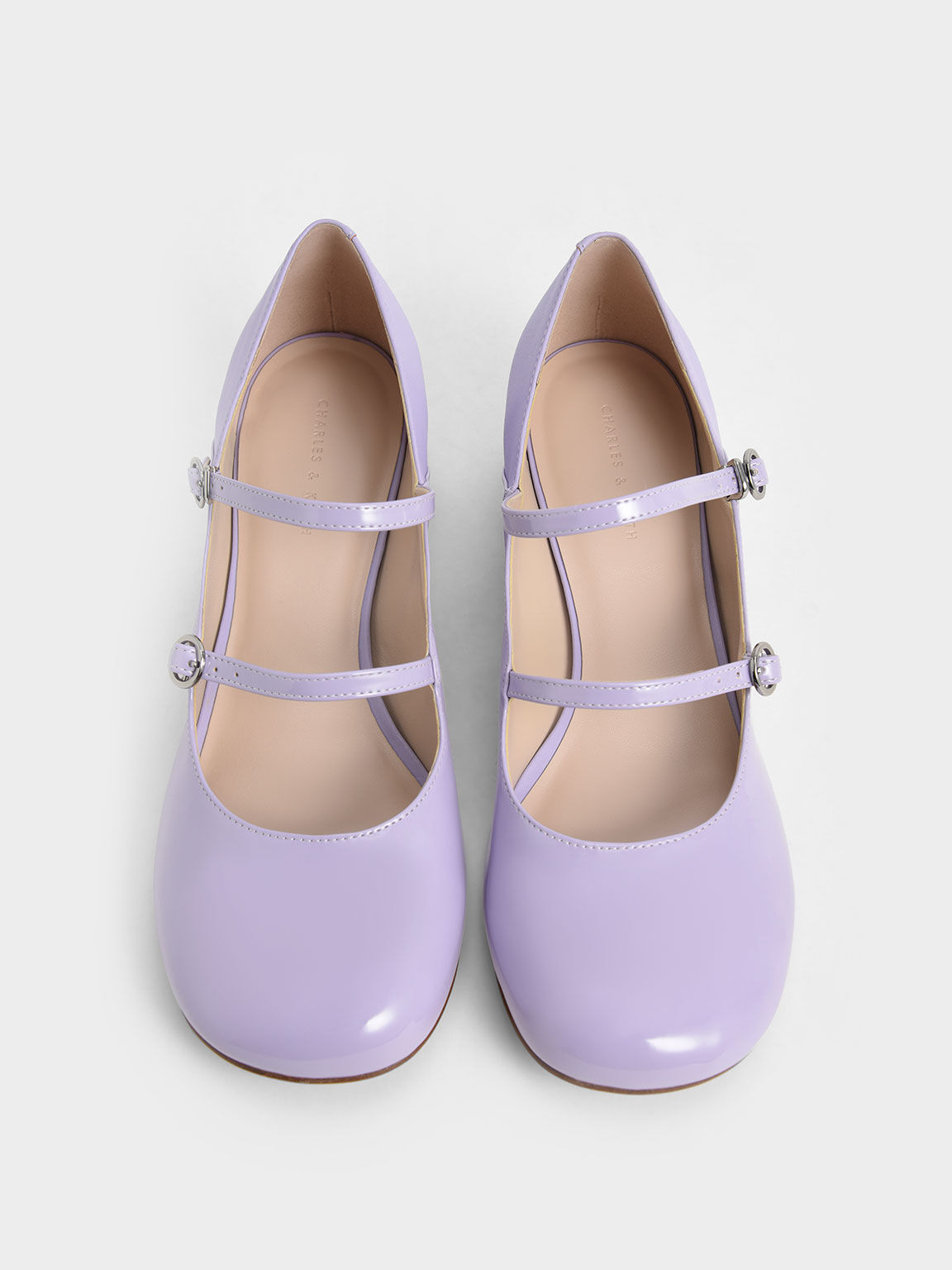 Patent Double-Strap Mary Janes, Lilac, hi-res
