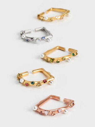 Pearl & Crystal-Embellished Ring, Rose Gold, hi-res