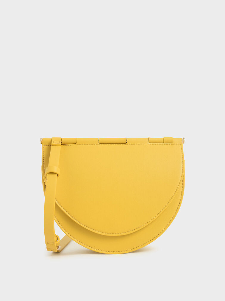 Semi-Circle Crossbody Bag, Yellow, hi-res
