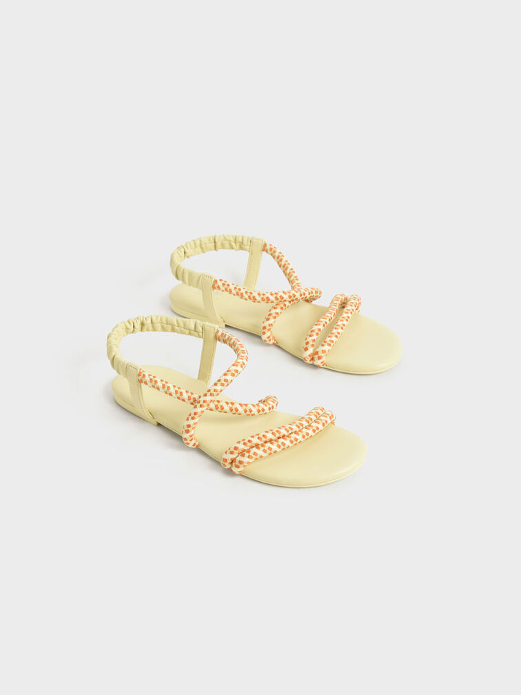 Yellow Girls' Printed-Rope Slingback Sandals - CHARLES & KEITH GR