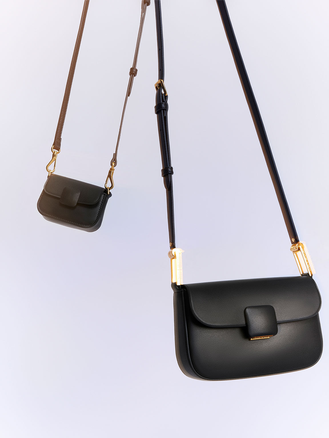 Koa Square Push-Lock Shoulder Bag  - Black