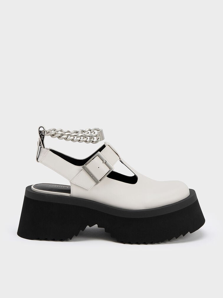 Chunky Chain Cut-Out Mary Janes, White, hi-res