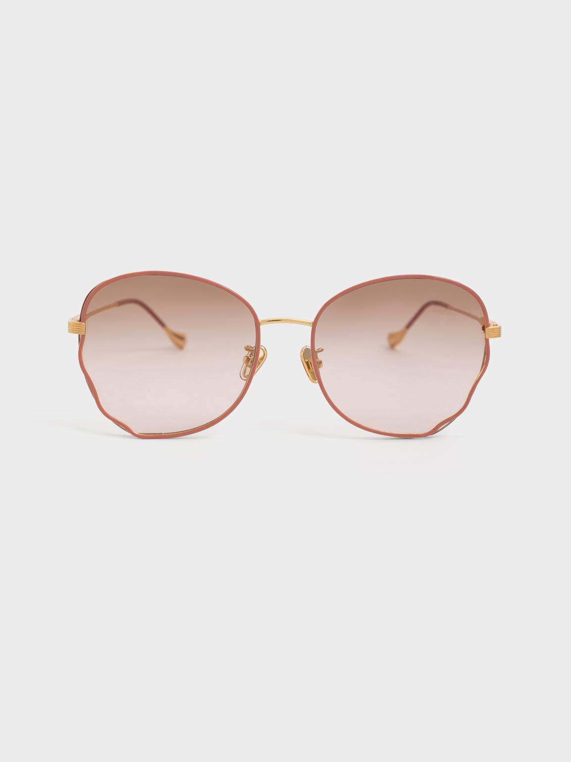 Cut-Out Frame Butterfly Sunglasses, Pink, hi-res