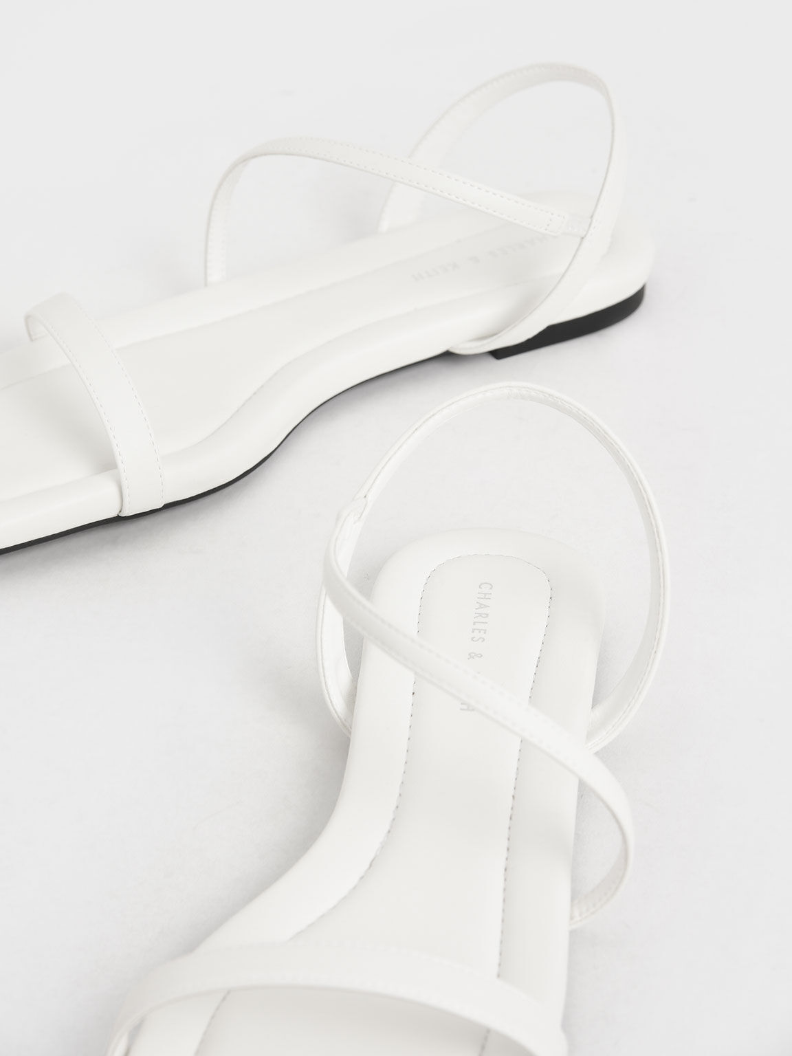 Strappy Flat Sandals, White, hi-res