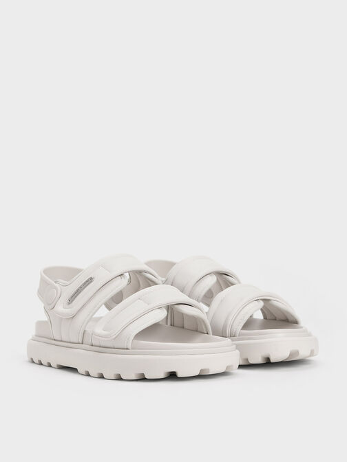 Romilly Puffy Sports Sandals, White, hi-res