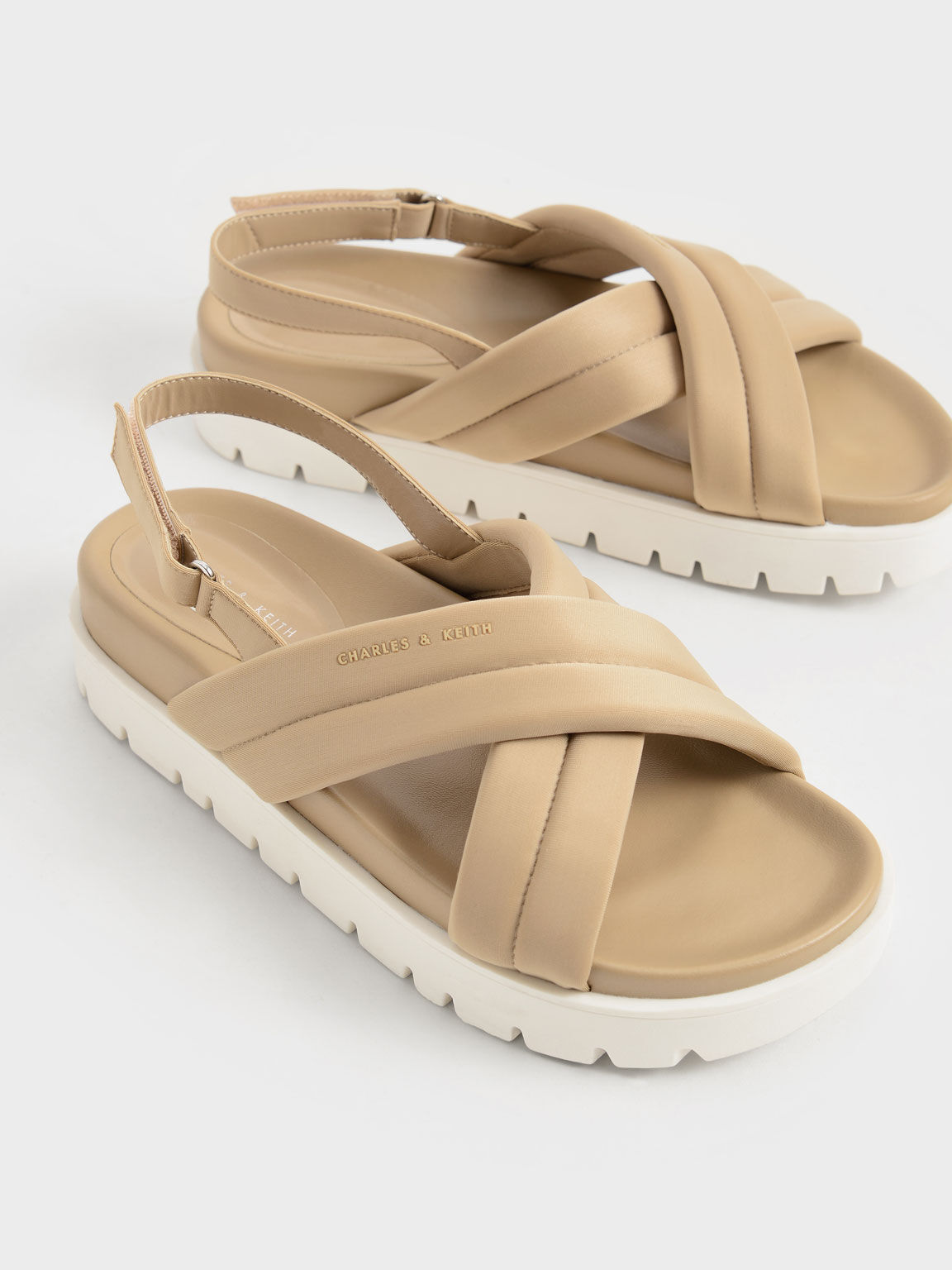 Recycled Polyester Padded Sports Sandals, Sand, hi-res