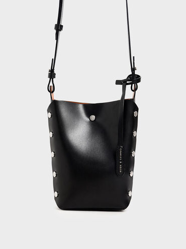 Mini Reversible Studded Crossbody Bag, Black, hi-res
