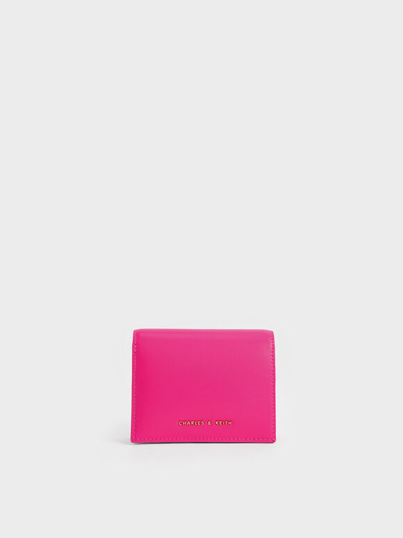 Snap Button Mini Short Wallet, Fuchsia, hi-res