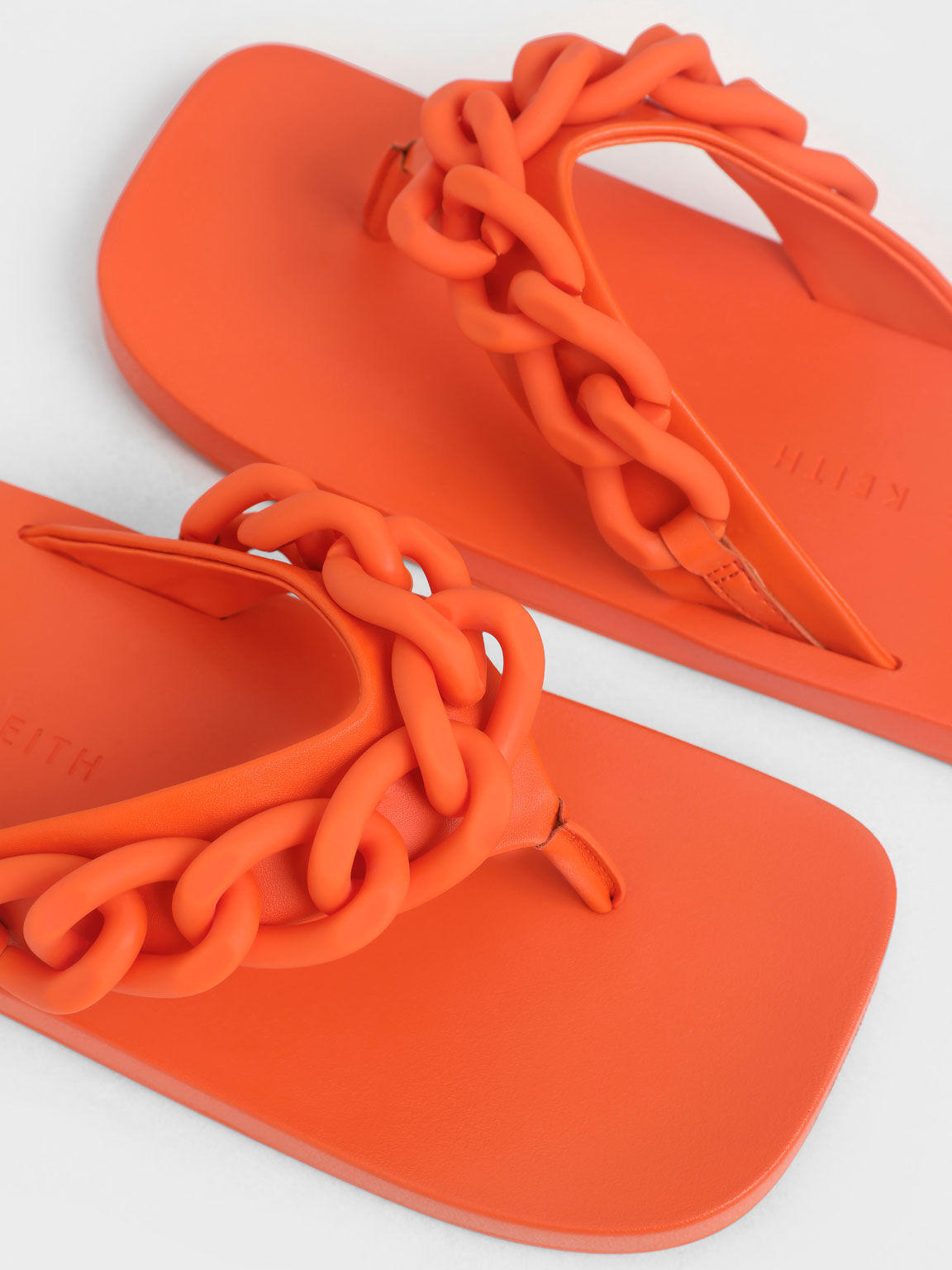 Chain Link Thong Sandals, Orange, hi-res