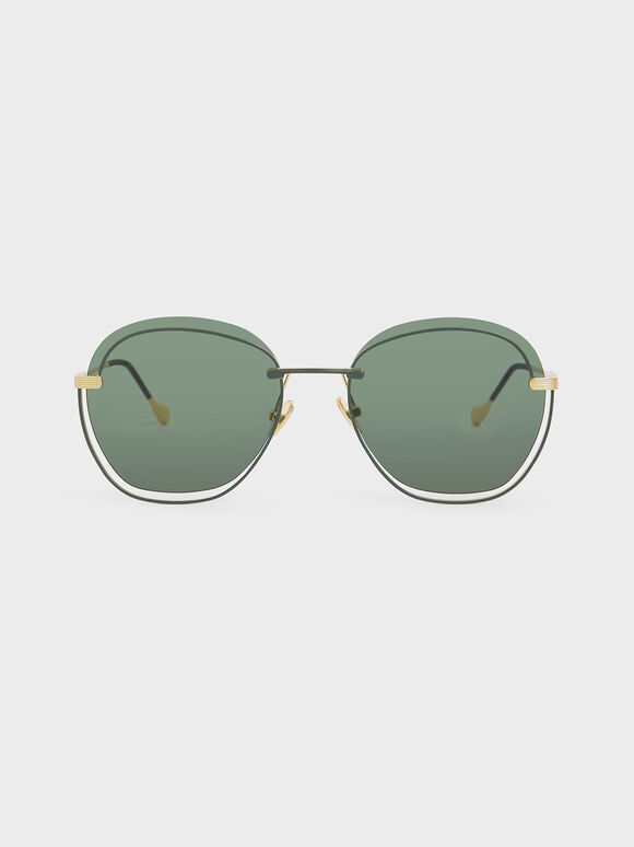 Cut Out Butterfly Sunglasses, Green, hi-res
