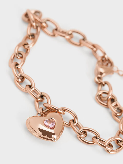 Bethania Heart Crystal Chain-Link Bracelet, Rose Gold, hi-res